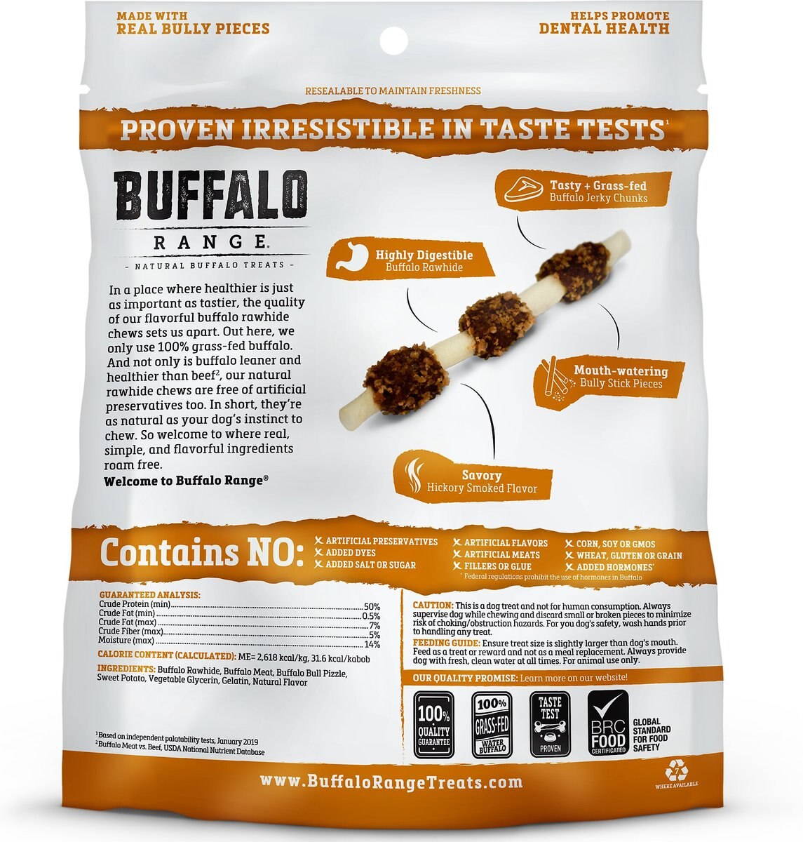 Buffalo Range Bully Dippers Rawhide and Jerky Kabobs Dog Treats