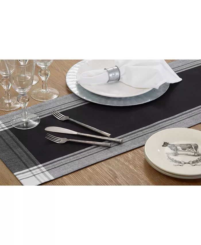 Saro Lifestyle Long Table Runner with Stripe Border Design 72 x 13