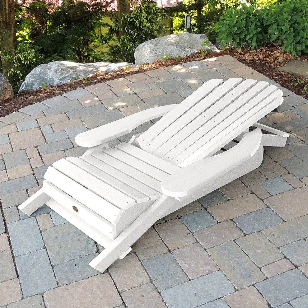 Classic Adirondack Chair  Folding Design  ampWeatherproof HDPE Construction  White   Beach Style   Adirondack Chairs   by Decor Love  Houzz