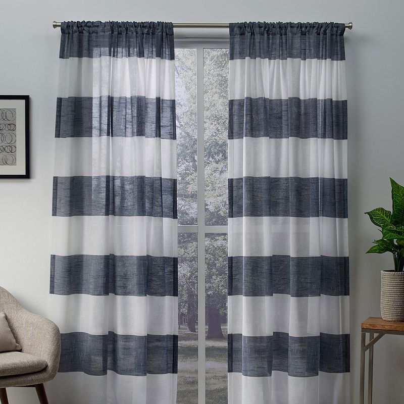 Exclusive Home 2-pack Darma Sheer Linen Rod Pocket Window Curtains