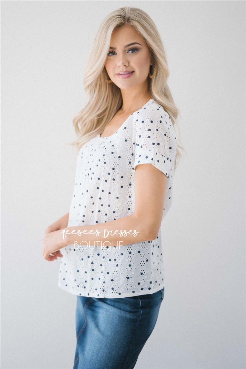 Eyelet Polka Dot Blouse