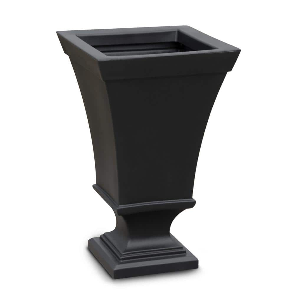 Mayne Vienna 25 in. Tall Self-Watering Black Polyethylene Urn Planter 5892-B