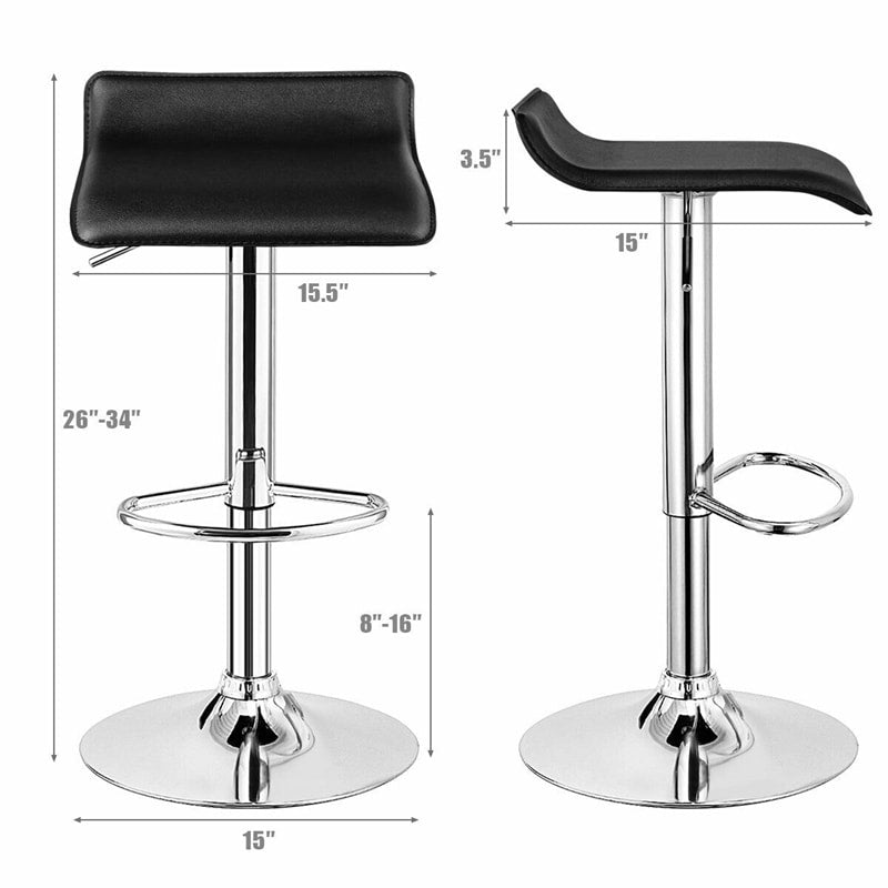 2-Pack Modern Swivel Bar Stools, Adjustable Height PU Leather Backless Counter Stools, Kitchen Dining Chairs