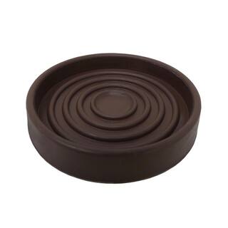 Everbilt 2-12 in. Brown Round Smooth Rubber Floor Protector Furniture Cups for Carpet  Hard Floors (4-Pack) 4654044EV