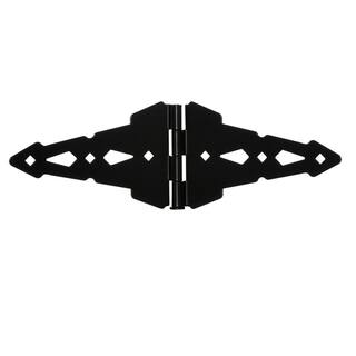 Everbilt 8 in. x 5-12 in. Black Heavy-Duty Decorative Strap Hinges (2-Pack) 18105