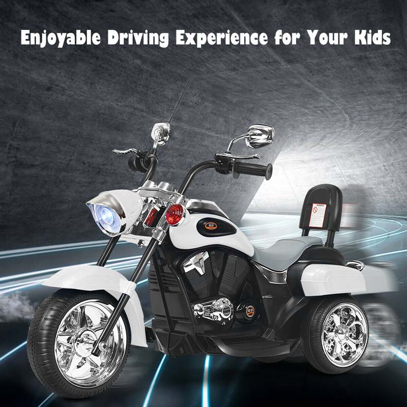 3 Wheel Kids Ride on Chopper-Style Motorcycle, 6V Battery Powered Kids Motorbike Trike Toy with Horn & Headlight