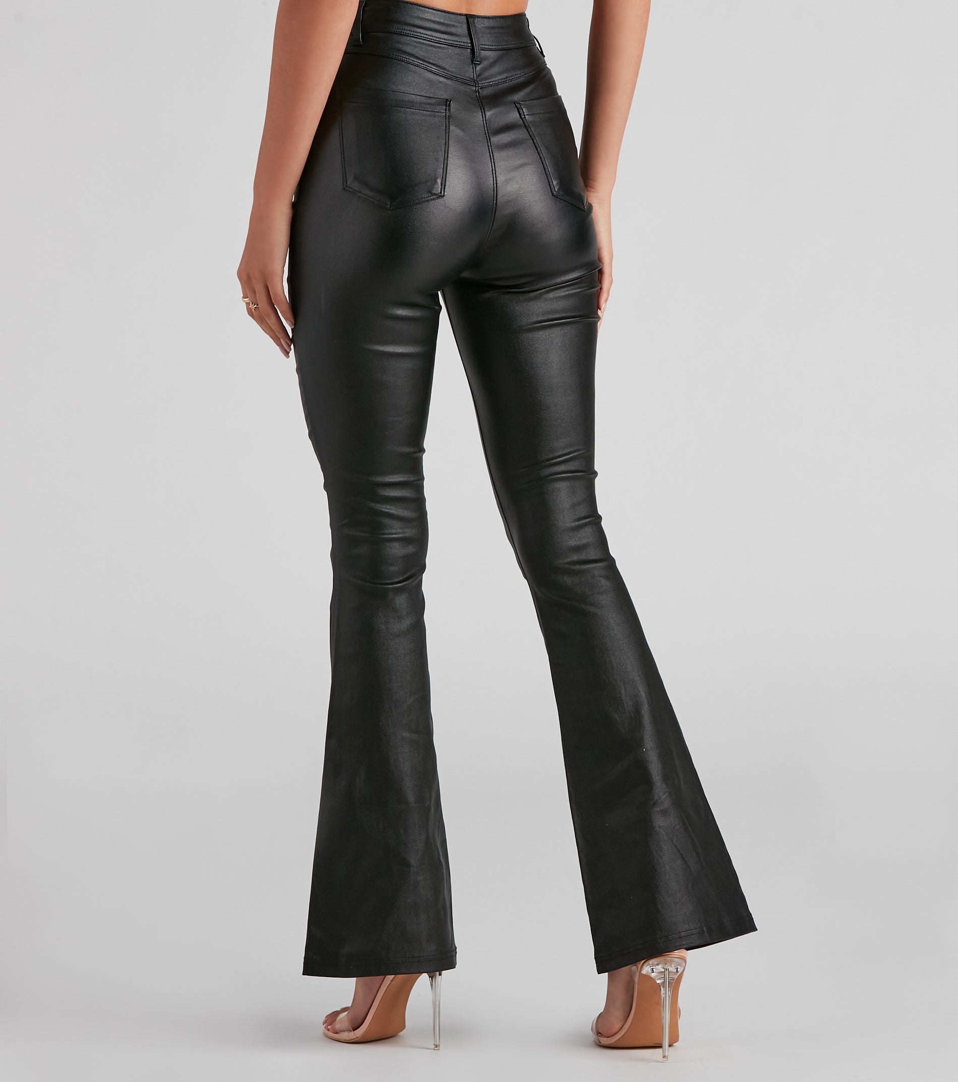 Stylish Flare High Rise Coated Pants