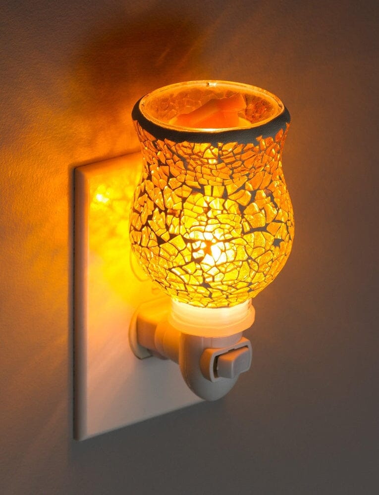 Mosaic Glass Plug-In Fragrance Wax Melt Warmer (Crackled Amber)