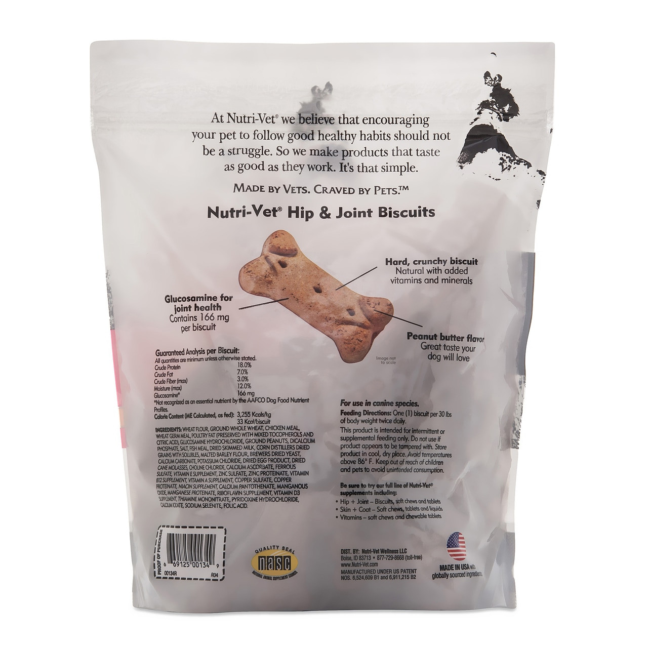 Nutri-Vet Hip and Joint Regular Strength Peanut Butter Wafers Small/Medium Dogs