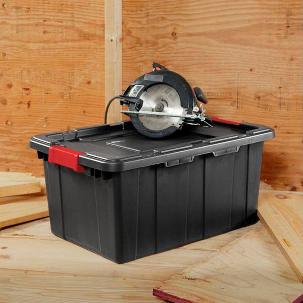 Sterilite Durable Rugged Industrial 15 Gal. Storage Bin in Black (6-Pack) 6 x 14649006