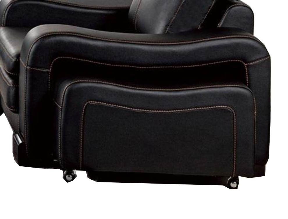 Benzara BM194465 Faux Leather Upholstered Wooden Loveseat and Ottoman Set  Black   Contemporary   Loveseats   by Uber Bazaar  Houzz