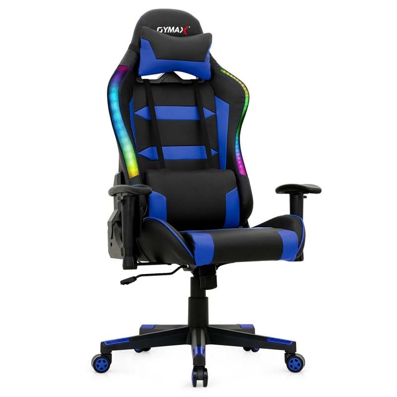 High Back RGB Gaming Chair, Ergonomic Video Game Chair with LED Lights, PVC Leather E-Sport Computer Chair