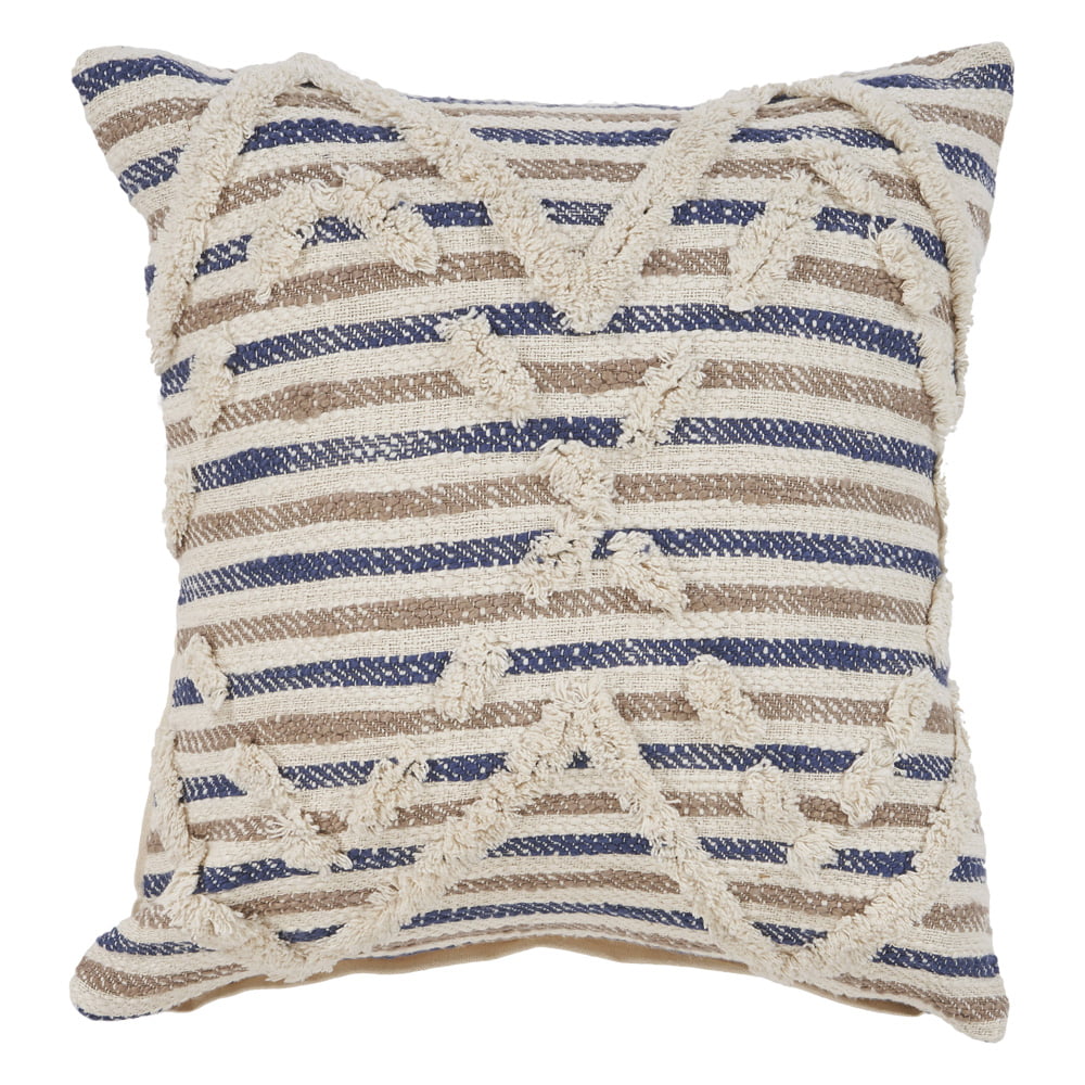 Ox Bay Textured Striped Coastal Blue Coastal Throw Pillow, 18