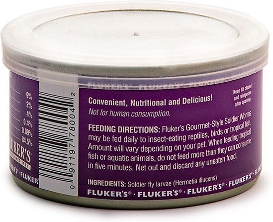 Fluker's Gourmet Canned Soldierworms Reptile Food， 1.2-oz bag