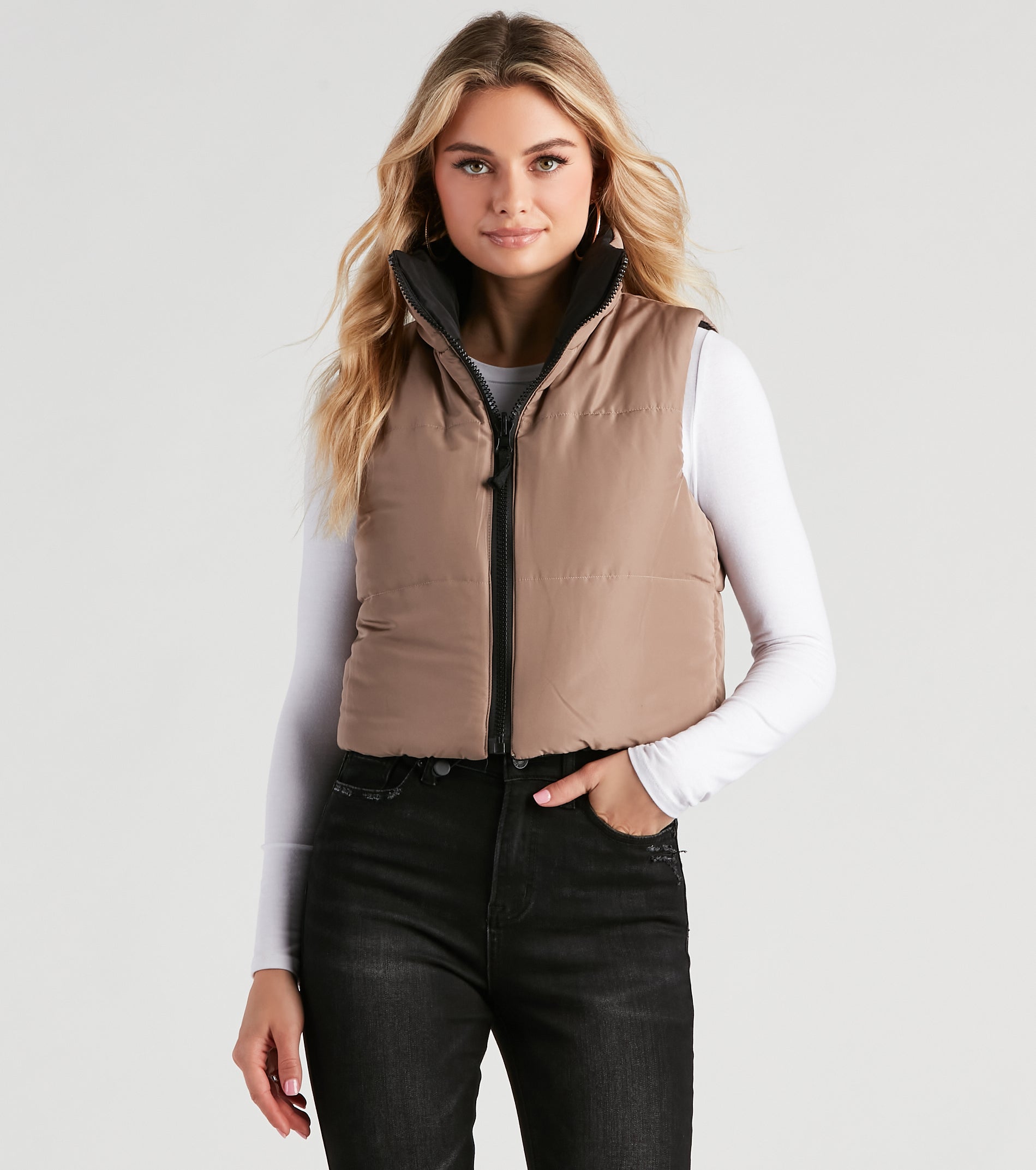 Stylish Puff Reversible Crop Vest