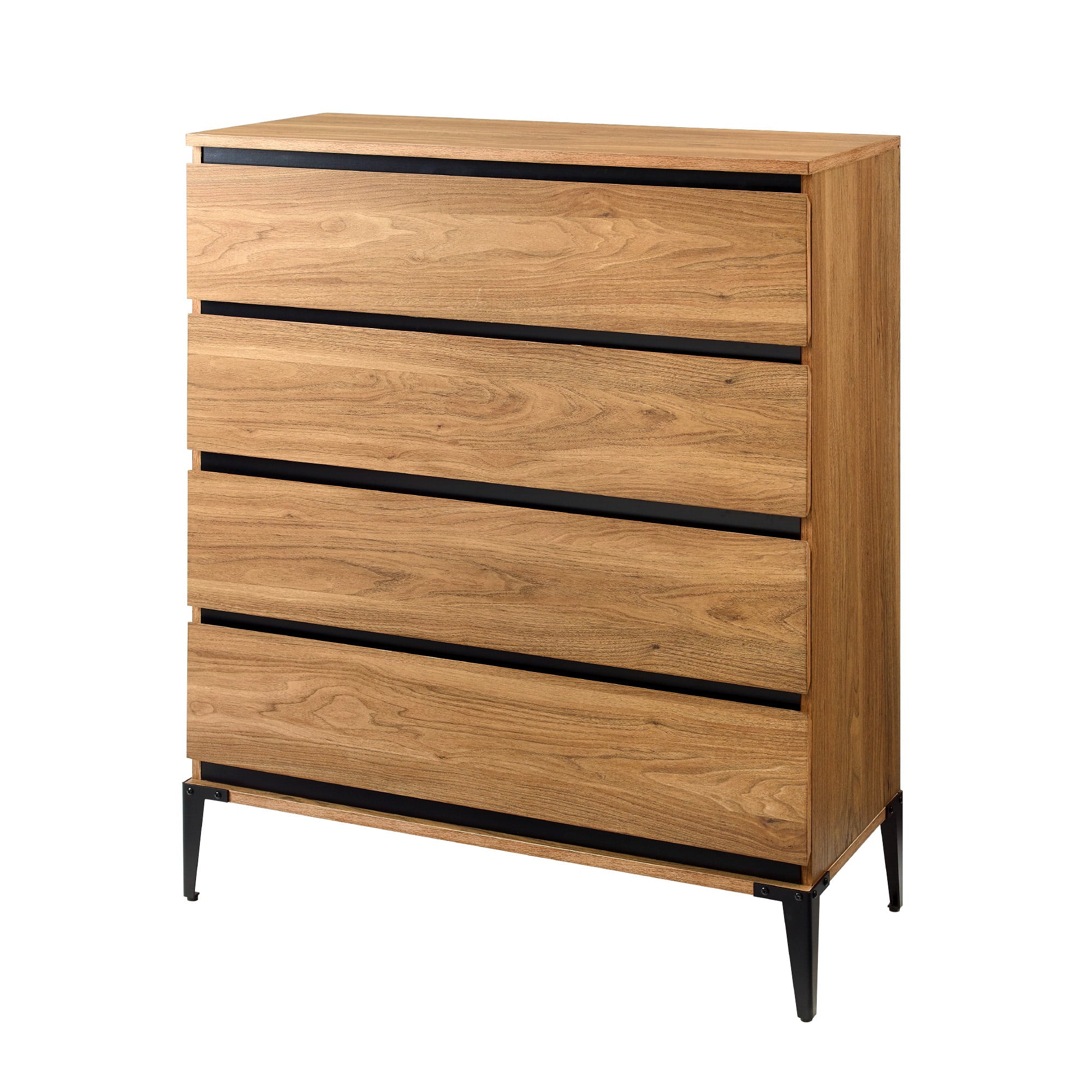 Manor Park Urban Industrial 4 Drawer Vertical Dresser, English Oak