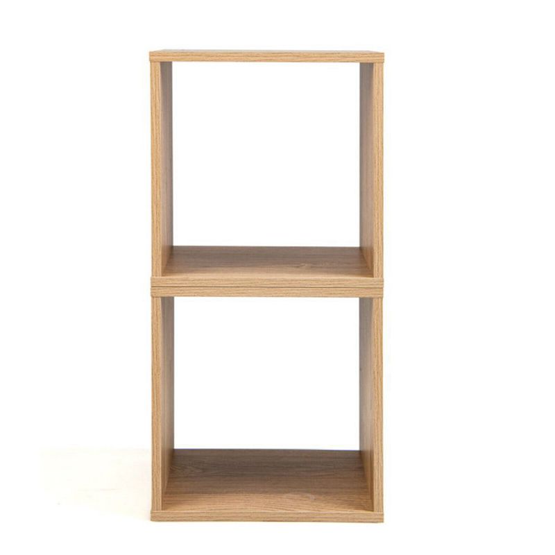 Hivago 2 Cubes Stackable Bookcase for Living Room and Study-Natural