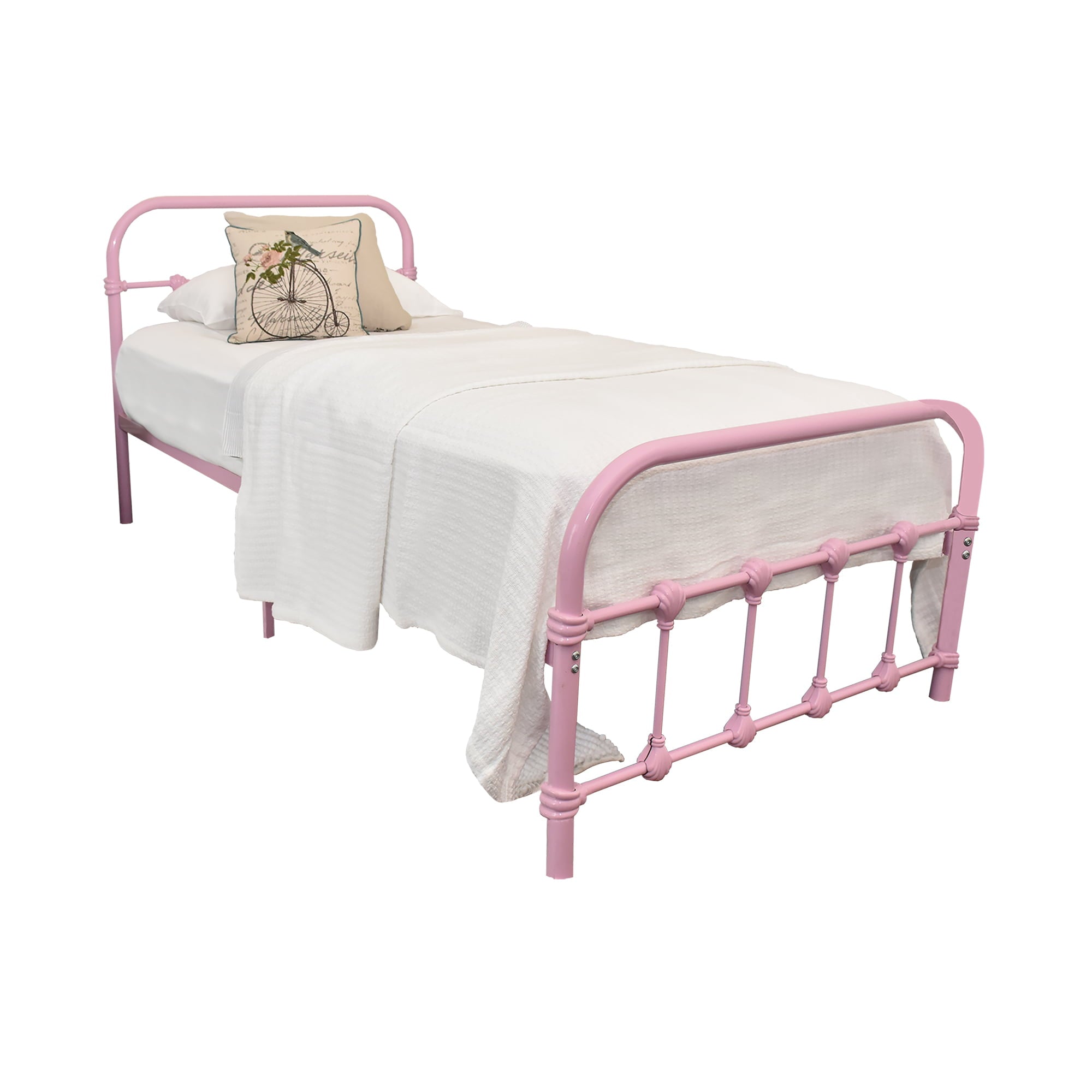 BK Furniture Melissa Metal Bed, Twin, Pink