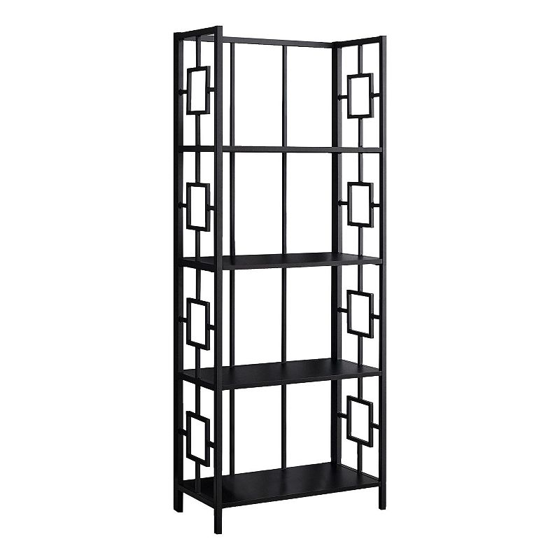 61.5 Black Contemporary Four Tier Etagere Bookcase