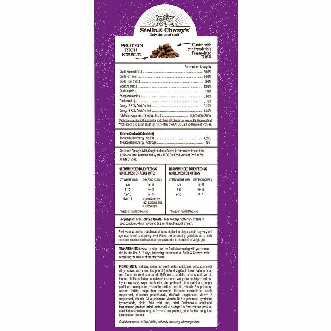 Stella  Chewys Raw Coated Kibble Wild-Caught Salmon Recipe Dry Cat F