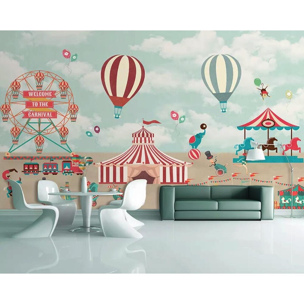 Peel Stick Red Circus Amusement Park Removable Wallpaper