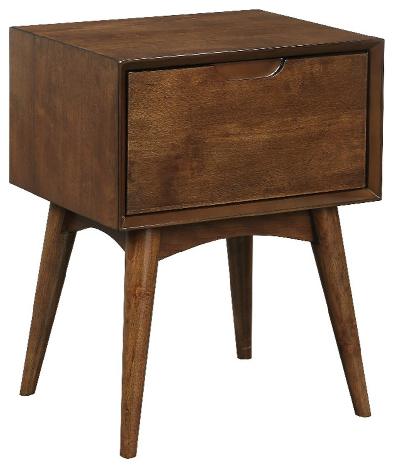 Copenhagen Wood Accent Table with Drawer in Walnut Finish   Midcentury   Side Tables And End Tables   by Homesquare  Houzz