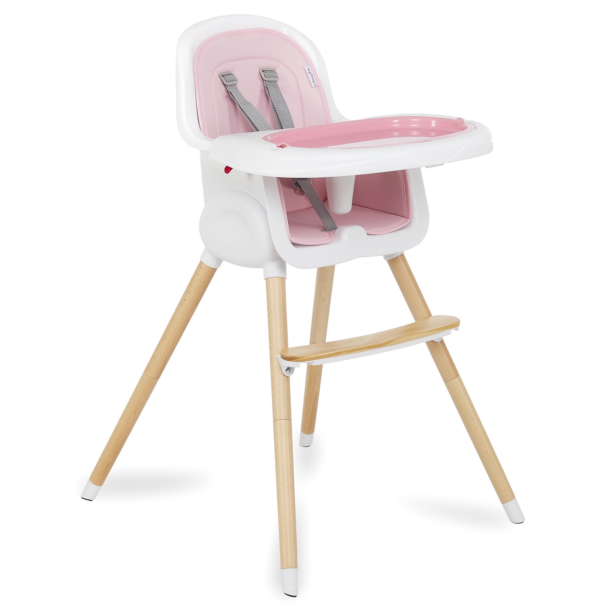 Dream On Me Lulu 2-in-1 Highchair， Convertible， Compact High Chair， Light weight， Portable， Blush Pink