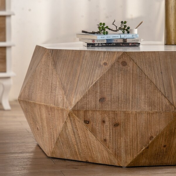 Modern Geometric Coffee Table for Living Room， Three-dimensional Embossed Pattern Design Sofa Table Cocktail Table