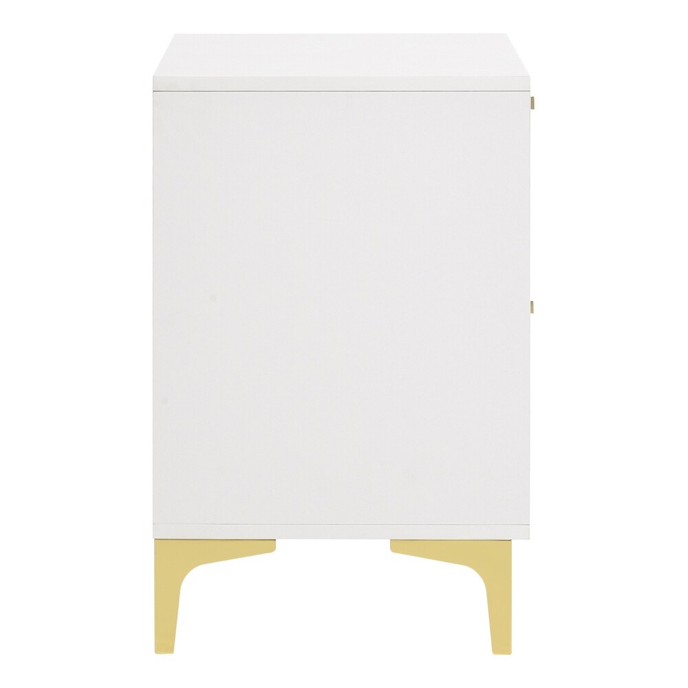 Karena White Rectangular 2 Drawer Nightstand