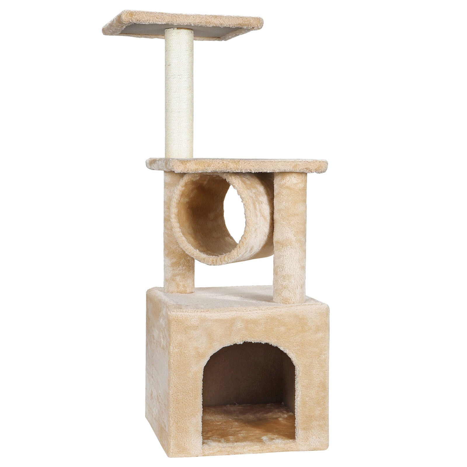 ZENY 36-in Cat Tree and Condo Scratching Post Tower， Beige