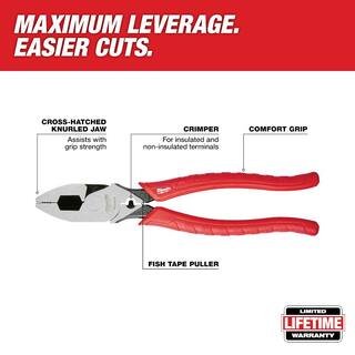 MW 2-Piece 9 in. High Leverage Lineman's Pliers with Crimper  Long Nose Pliers Set 48-22-6100-48-22-6101