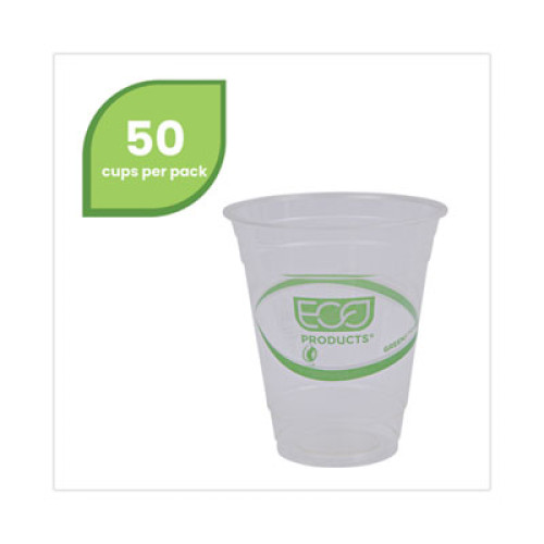 Eco-Products GreenStripe Renewable and Compostable Cold Cups Convenience Pack， 12 oz， Clear， 50/Pack (EPCC12GSPK)