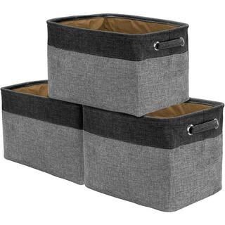 Sorbus 15 in. H x 10 in. W x 9 in. D Black Grey Fabric Cube Storage Bin with Carry Handles 3-Pack BSKT3-BLK