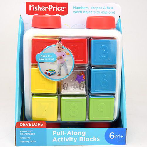 Fisher Price DP Pull-Along Activity Blocks, Toy Wagon for Babies