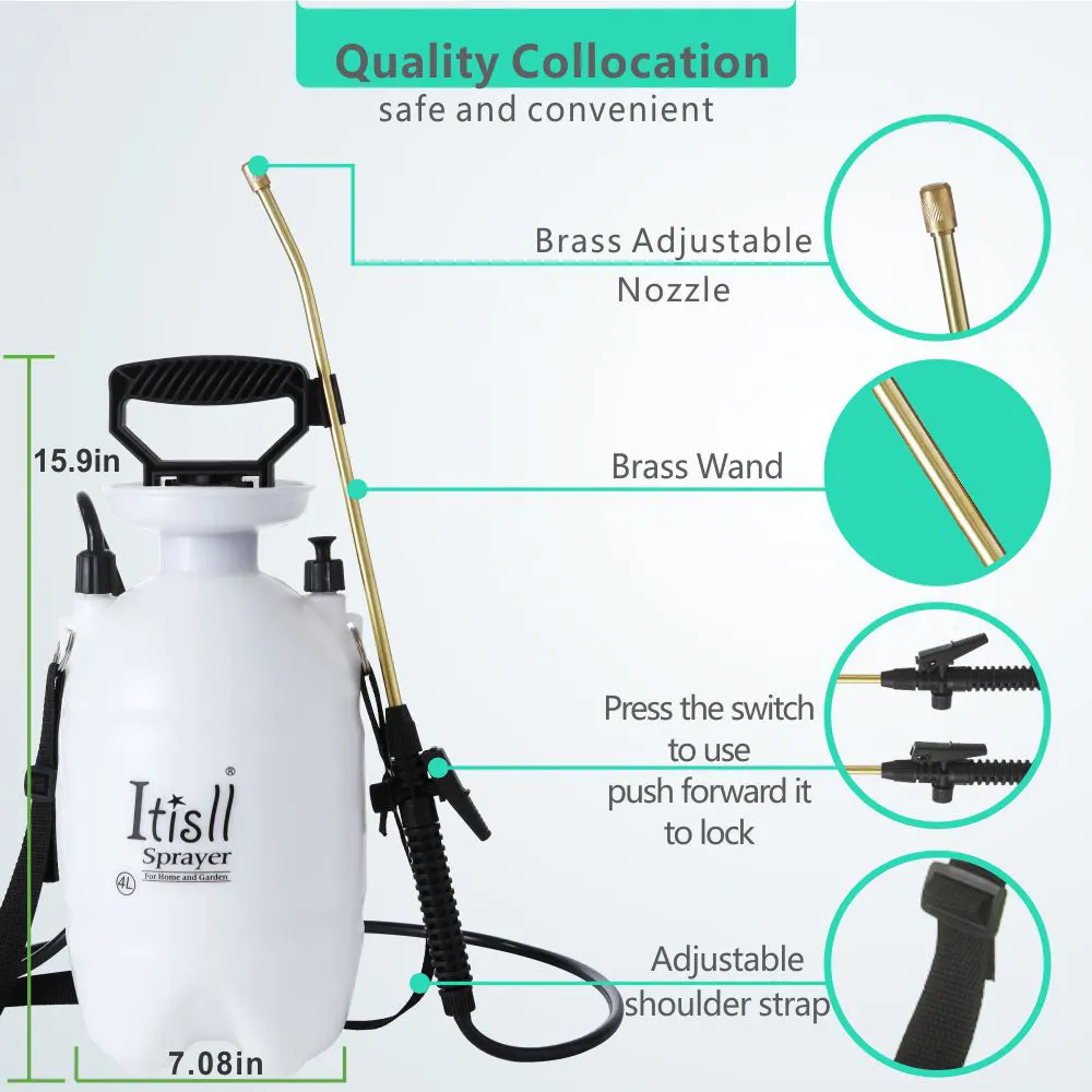 Portable Garden Pump Sprayer with Shoulder Strap 1 Gallon / 4 Liter