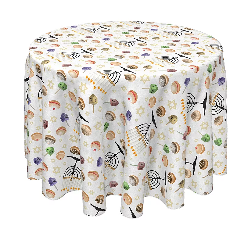 Round Tablecloth， 100% Polyester， 90 Round， Candelabrum Cartoon