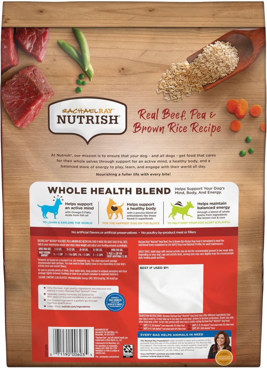 Rachael Ray Nutrish Real Beef， Pea， and Brown Rice Recipe Dry Dog Food