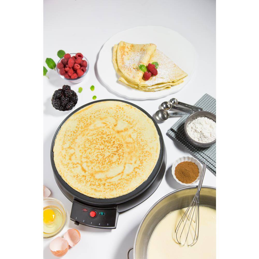 CucinaPro 110 sq. in. Black Non-Stick Electric Griddle Crepe Maker 1448