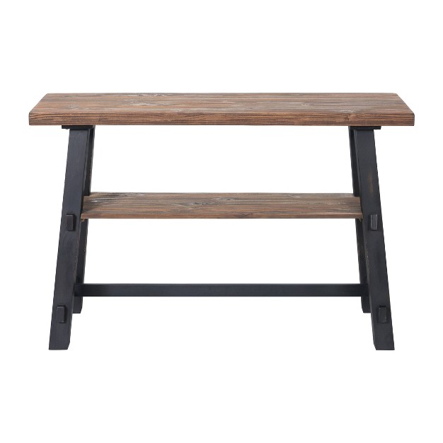 Odin Solid Wood Console Table With Shelf Black Alaterre Furniture