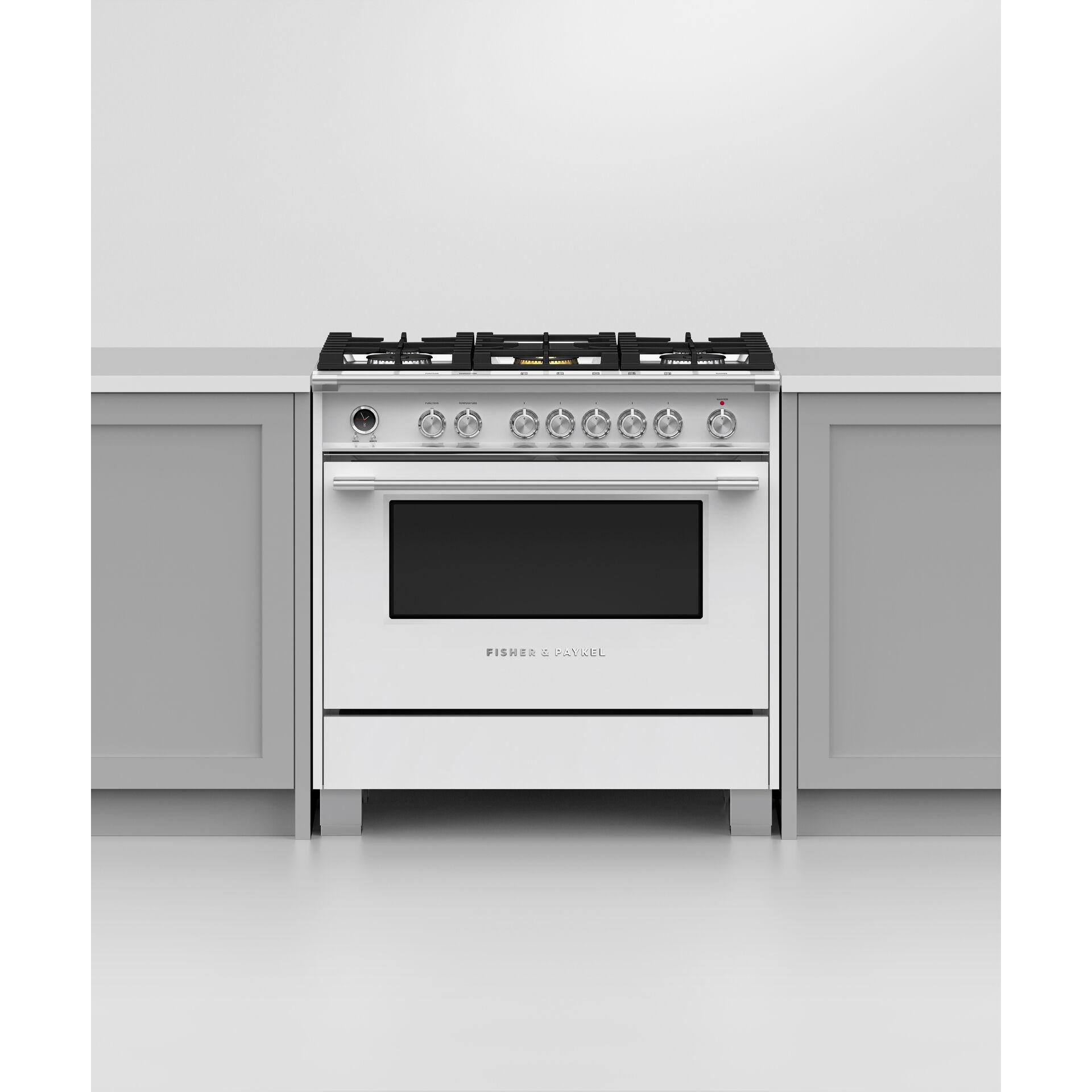 Fisher & Paykel 36-inch Freestanding Dual Fuel range with AeroTech? Technology OR36SCG6W1