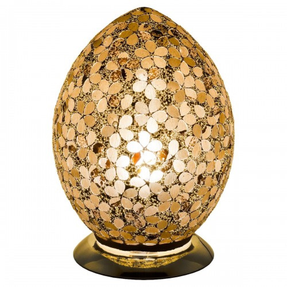 Britalia 880418 Autumn Gold Flower Mosaic Glass Vintage Egg Table Lamp 30cm