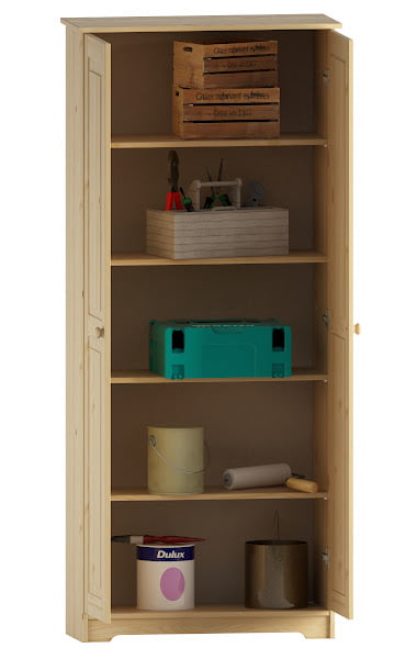 Solid Wood Pantry Storage Cabinet， Freestanding Kitchen Cupboard， Closet with Shelves