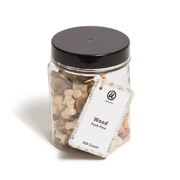 U Brands 150ct Wooden Push Pins With Jar