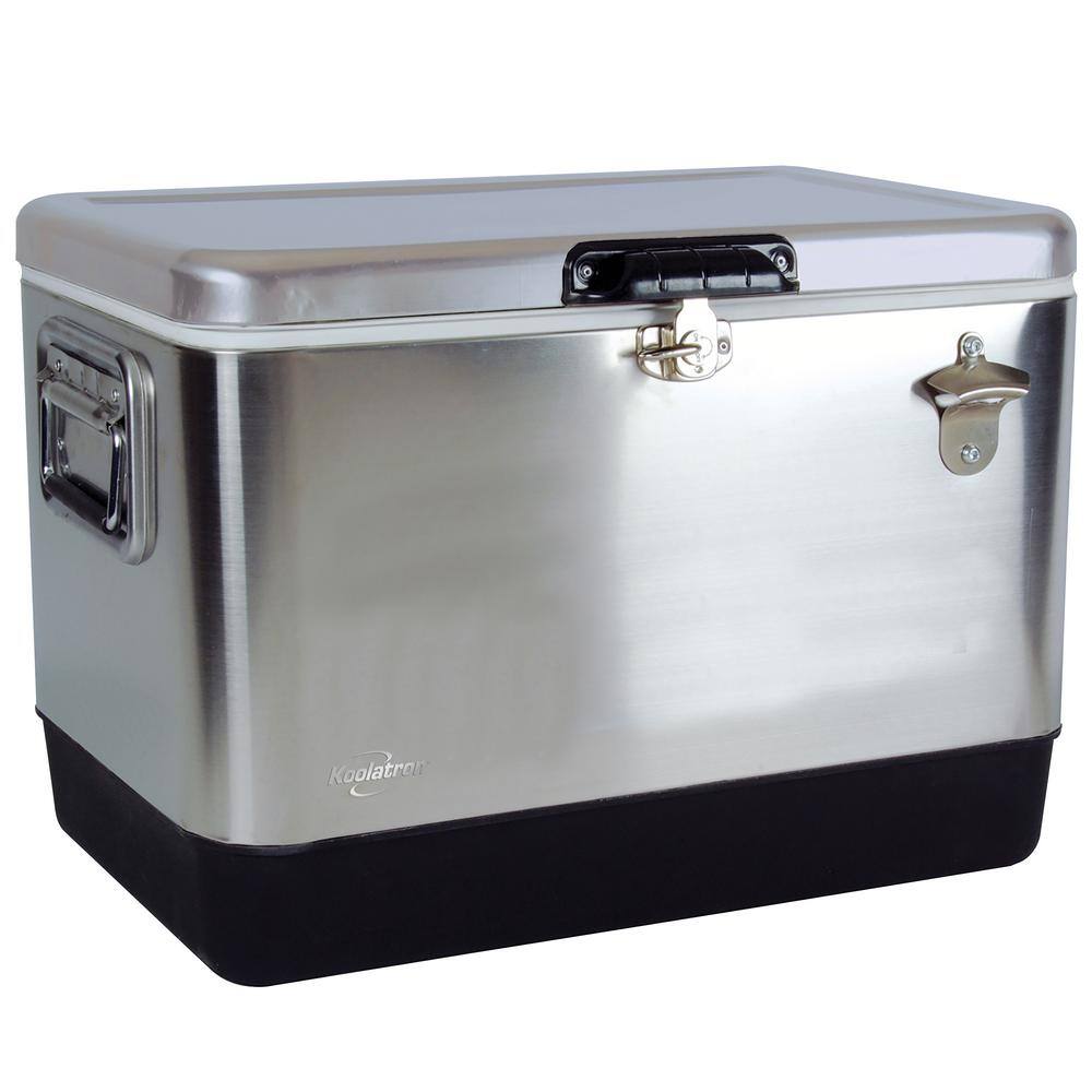 Koolatron 51 L (54 qt) Stainless Steel Beverage Ice Chest Cooler with Bottle Opener KIC-54