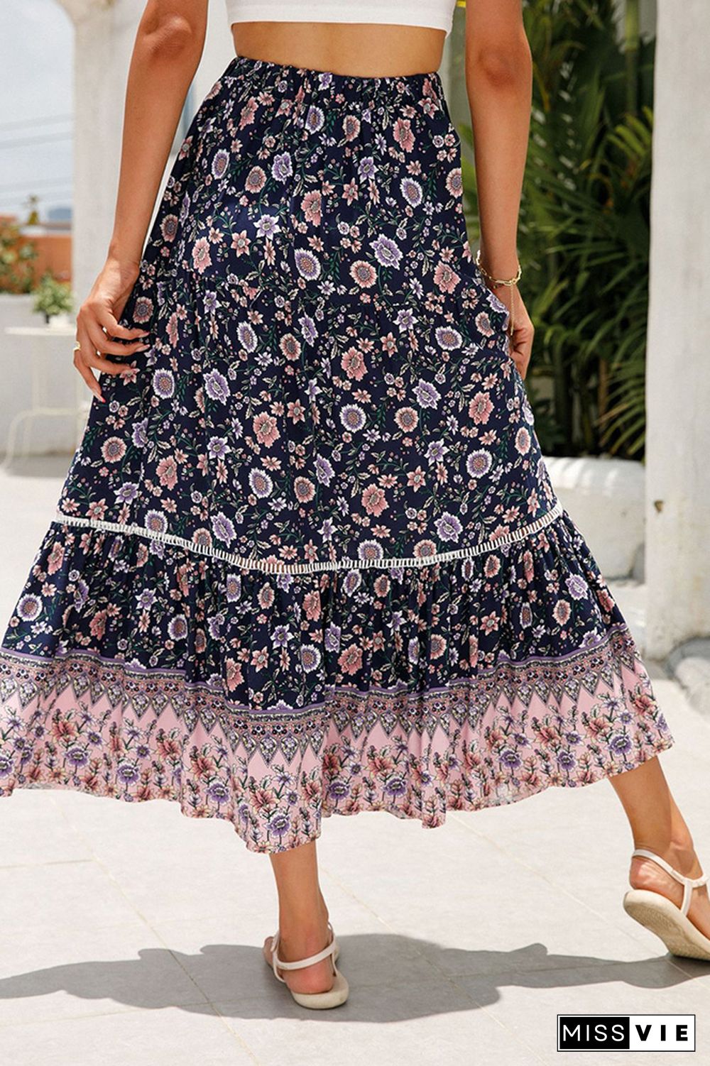 High Waist Bohemia Floral Prnit Skirt Dress