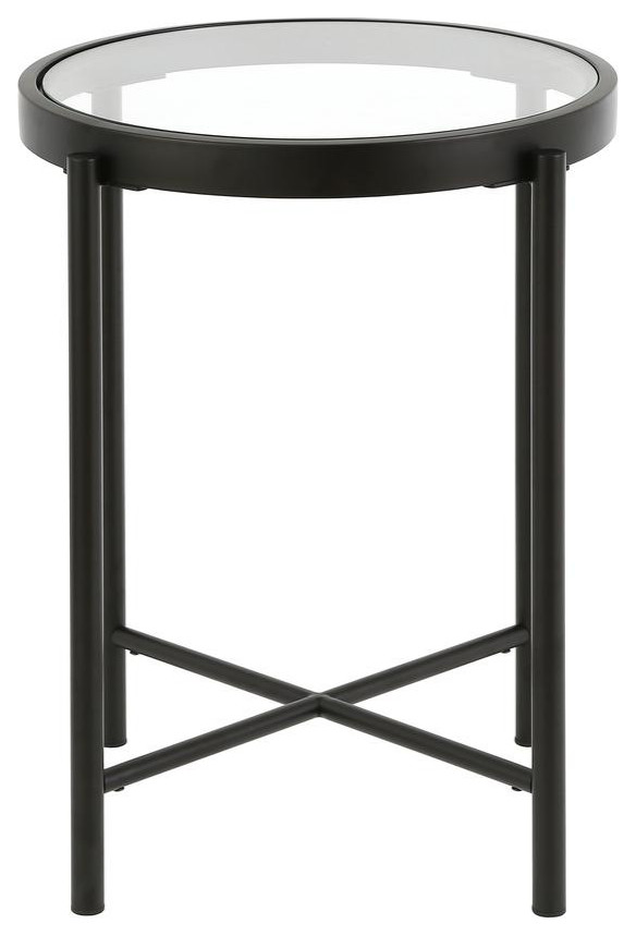 Duxbury 18  x27 x27Wide Round Side Table in Blackened Bronze   Contemporary   Accent Chests And Cabinets   by BisonOffice  Houzz