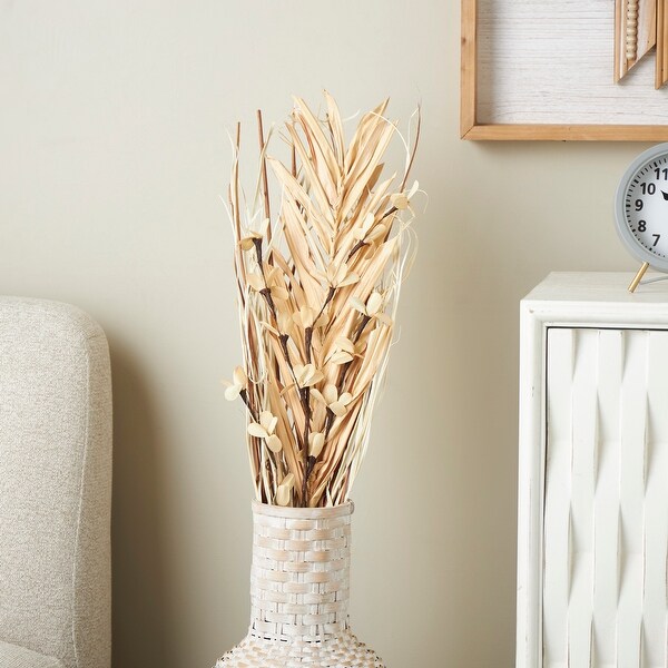 Beige or Light Brown Dried Plant Handmade Tall Floral Grass Bouquet Palm Leaf Natural Foliage