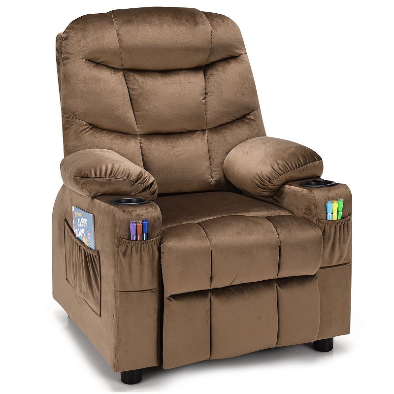 PU Leather Kids Recliner Chair with Cup Holders and Side Pockets