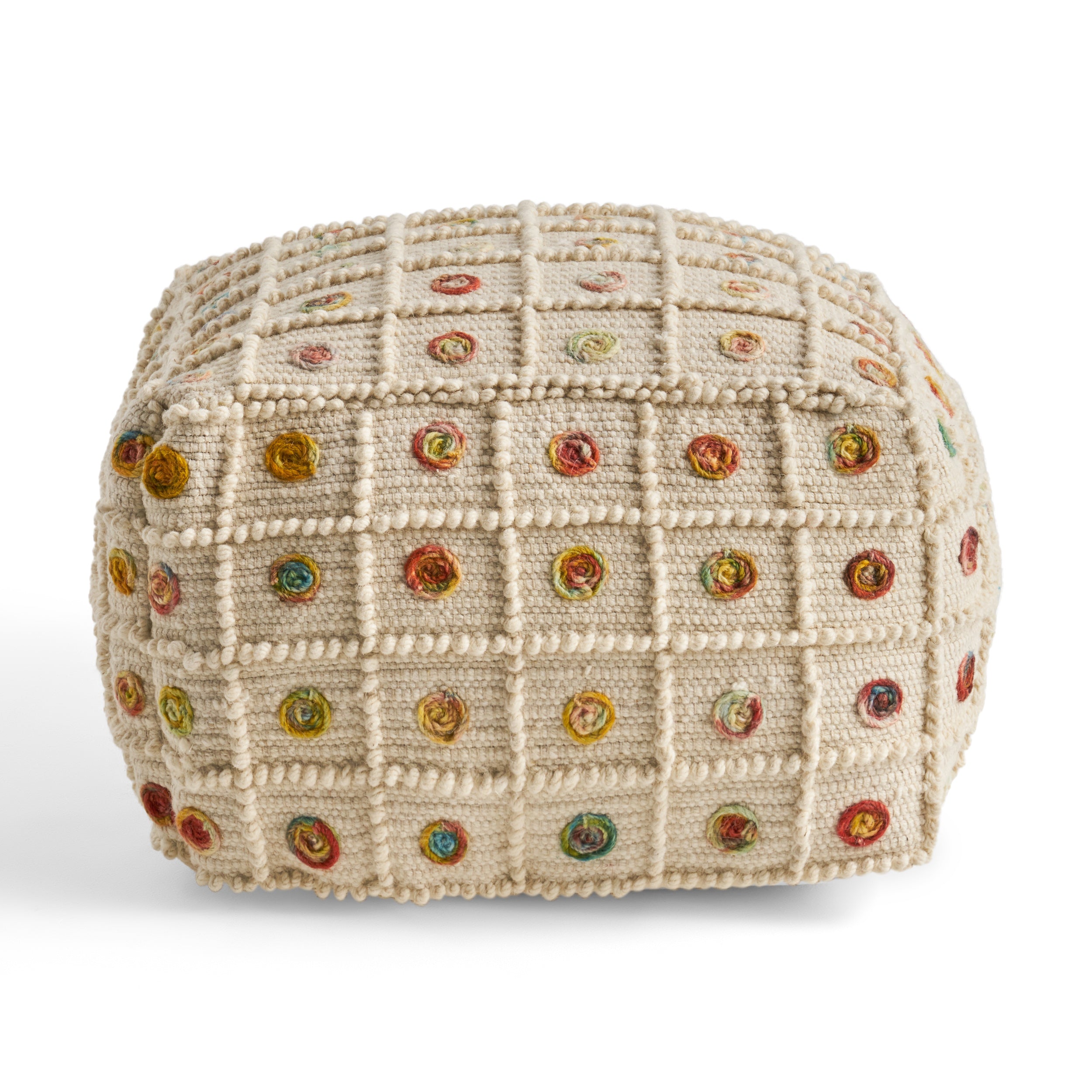 Jaceyon Boho Wool and Cotton Ottoman Pouf