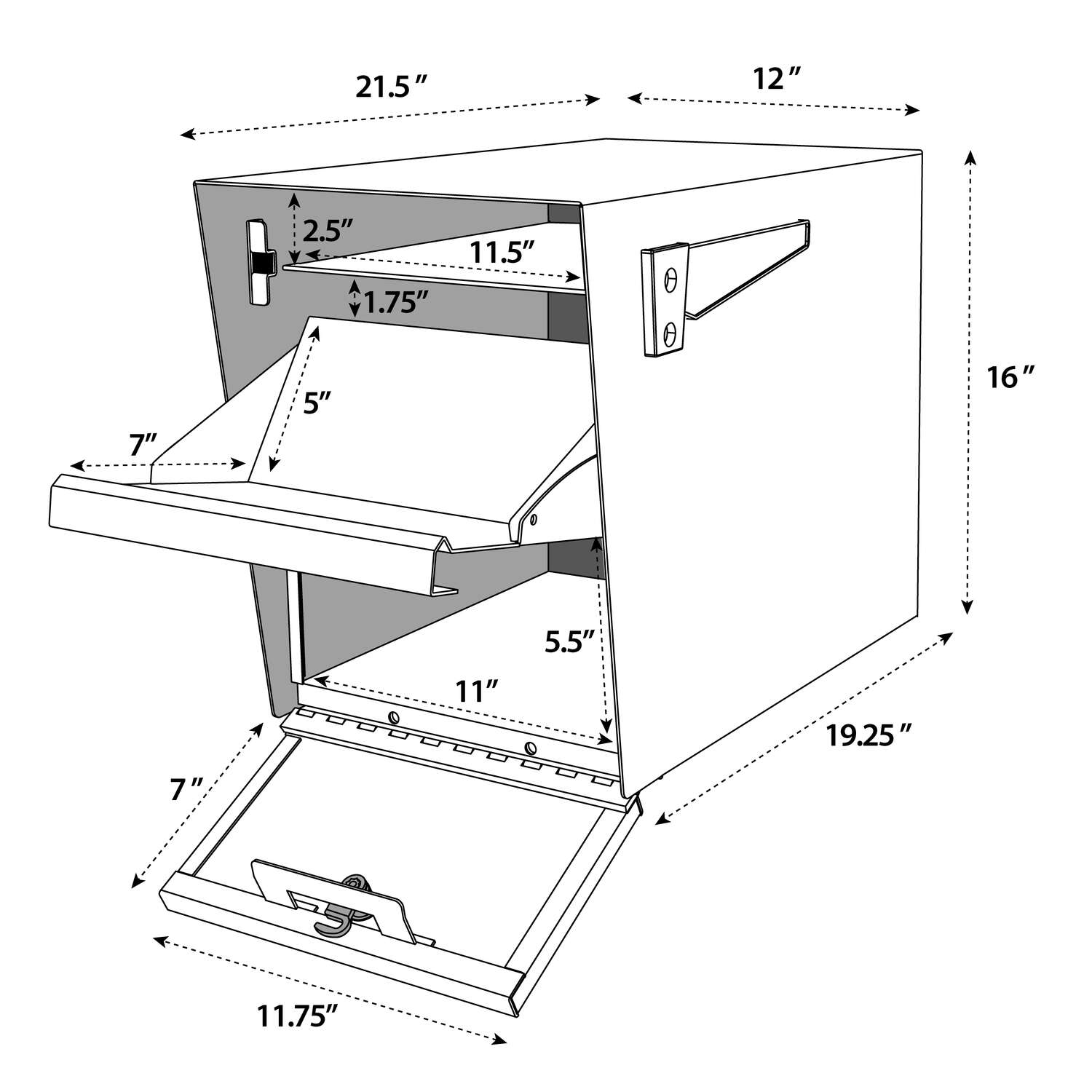 Mail Boss Package Master Modern Galvanized Steel Post Mount Black Locking Mailbox